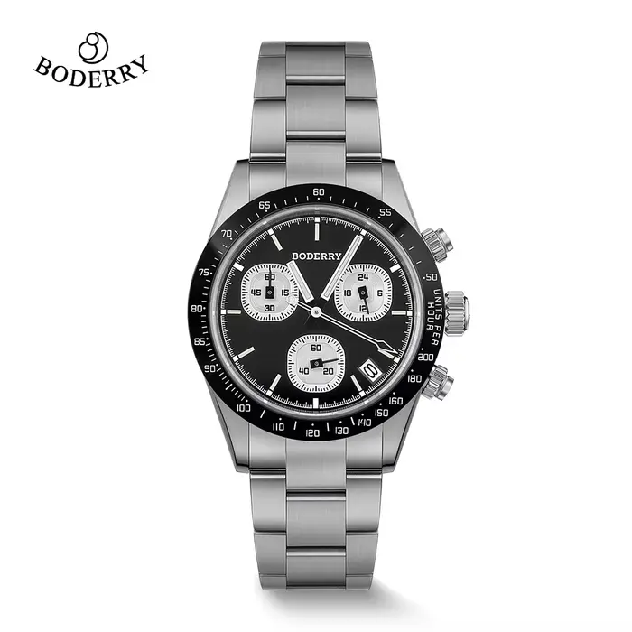 Montre chronographe Boderry GOLDACE en titane, 100M WR, méca-quartz, verre saphir 42 mm, montre-brac
