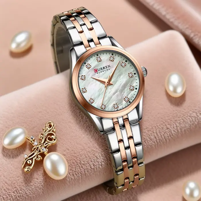 Montre CURREN pour femme avec bracelet en acier inoxydable bicolore