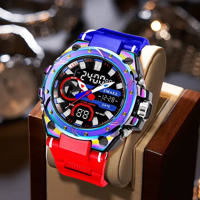SMAEL marque Sport montres 50 M étanche double affichage de l'heure