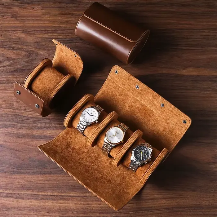 Étui de voyage en rouleau de montre – 3 rangements et organisateurs de montres-stockage sécurisé avec oreillers