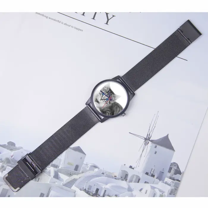 Montre-bracelet à quartz motif chaton mignon pour femmes élégante occasion spéciale cadeau festif