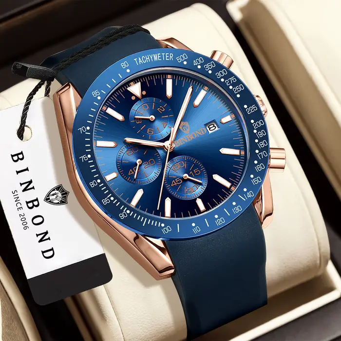 Montre Homme BINBOND Chronographe Automatique avec Date Précise