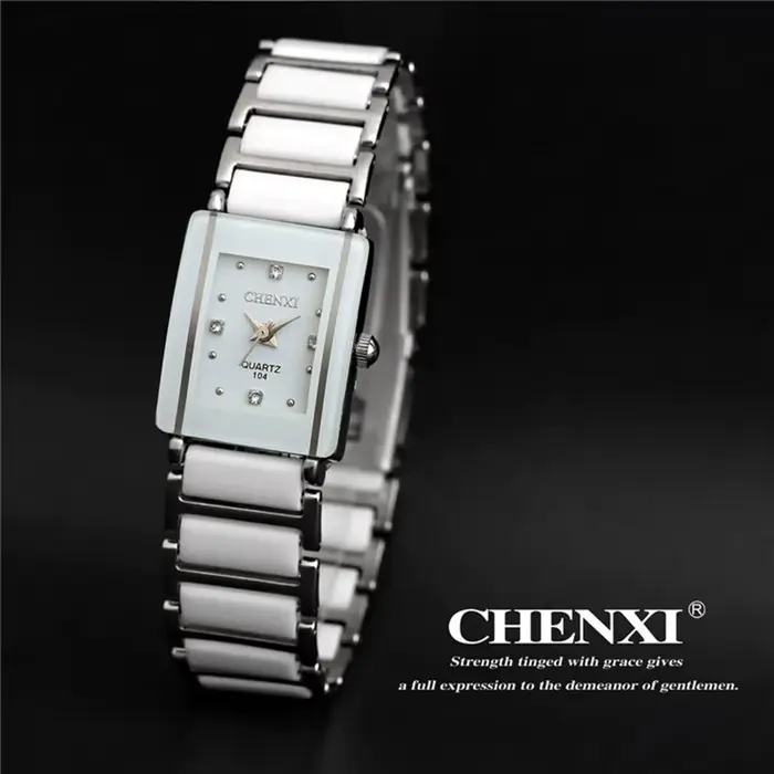 Marque de luxe CHENXI femmes élégantes montre strass blanc argent Simple élégant céramique Bracelet Quartz décontracté dame montre-Bracelet