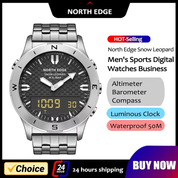 NORTH EDGE montre numérique de sport pour hommes étanche 50M altimètre baromètre boussole affaires m