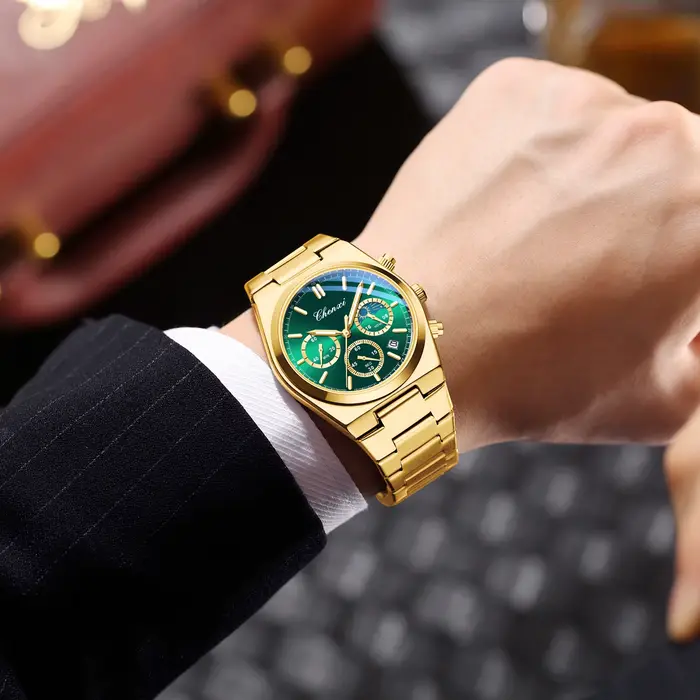 CHENXI Original montres de luxe pour homme multifonctionnel chronographe Date Quartz hommes horloge affaires en acier inoxydable montre en or