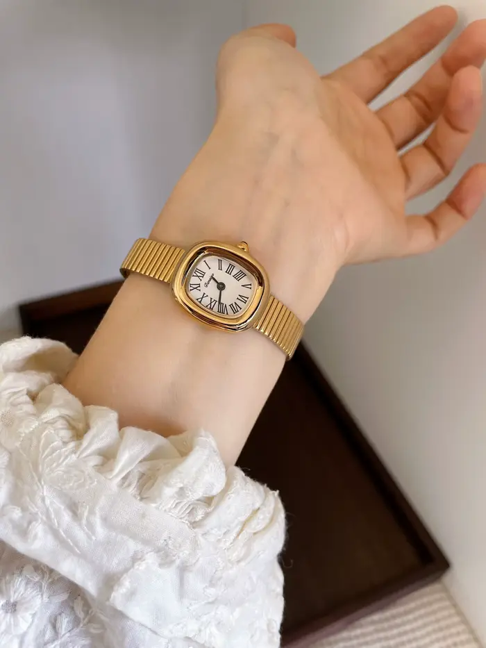 Nouveau modèle 2026 : Montre élégante à quartz pour femme avec petit cadran ovale et bracelet en maille d'acier inoxydable – Un cadeau parfait pour les femmes