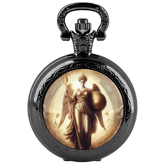 Montre de poche à Quartz Vintage Athena Faith, dôme en verre, avec chaîne robuste, cadran arabe, cad