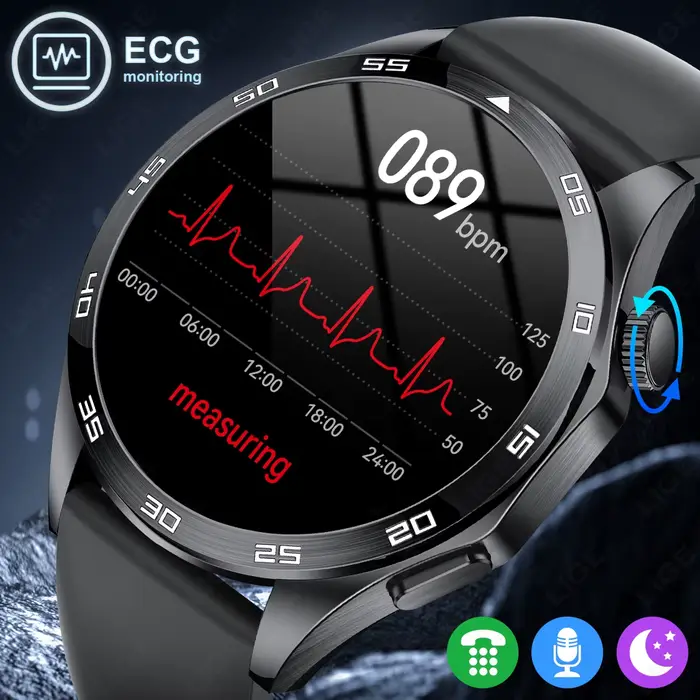 Montre intelligente homme LIGE bracelet santé ECG Bluetooth musique sport fitness caméra à distance