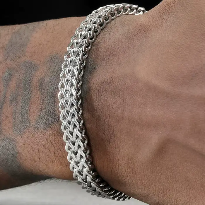 Bracelet tressé en acier inoxydable pour hommes
