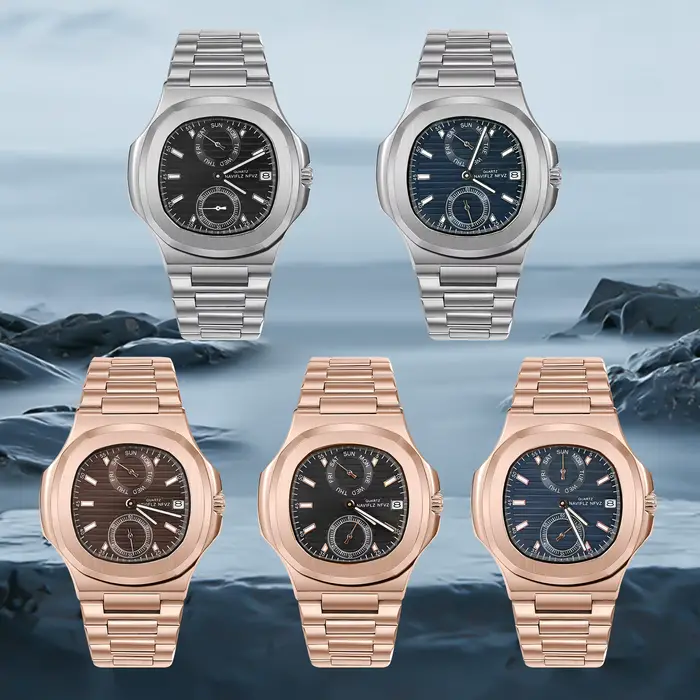 Montre NAVIFLZ NFVZ en acier inoxydable avec mouvement quartz pour hommes, résistante à l'eau, multicolore, pour occasions spéciales et activités sportives
