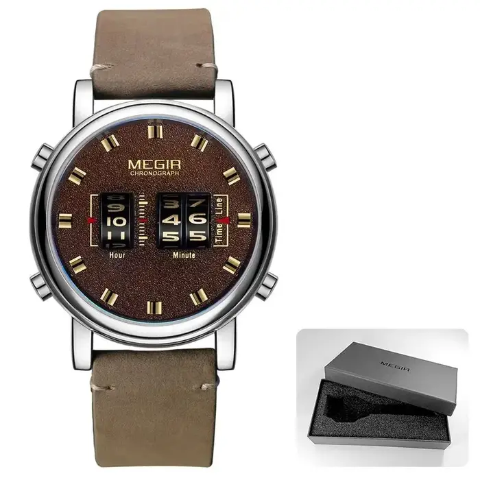 MEGIR 2020 nouvelles montres de luxe hommes Sport militaire rouleau pointeur montre à Quartz homme mode acier inoxydable maille bracelet montre-bracelet
