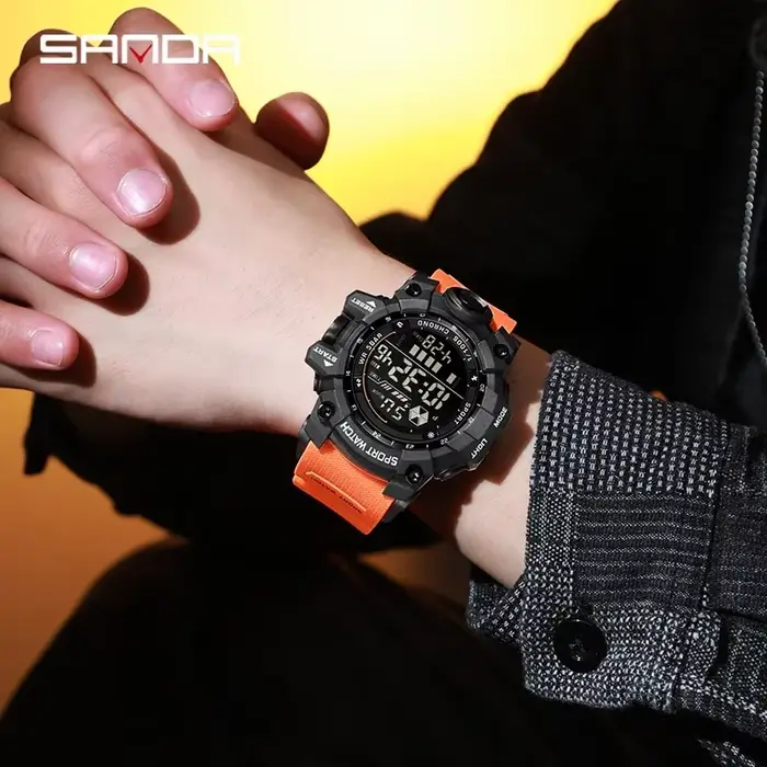 SANDA hommes montre de sport de plein air LED étanche analogique affichage numérique multifonction grand cadran montre-bracelet électronique G style mâle Cloc