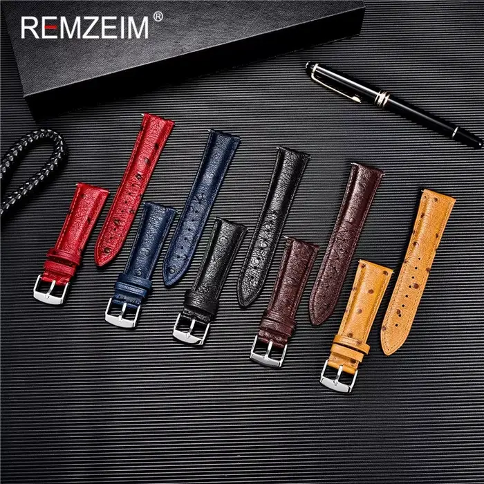 Bracelet de montre à motif d'autruche coloré