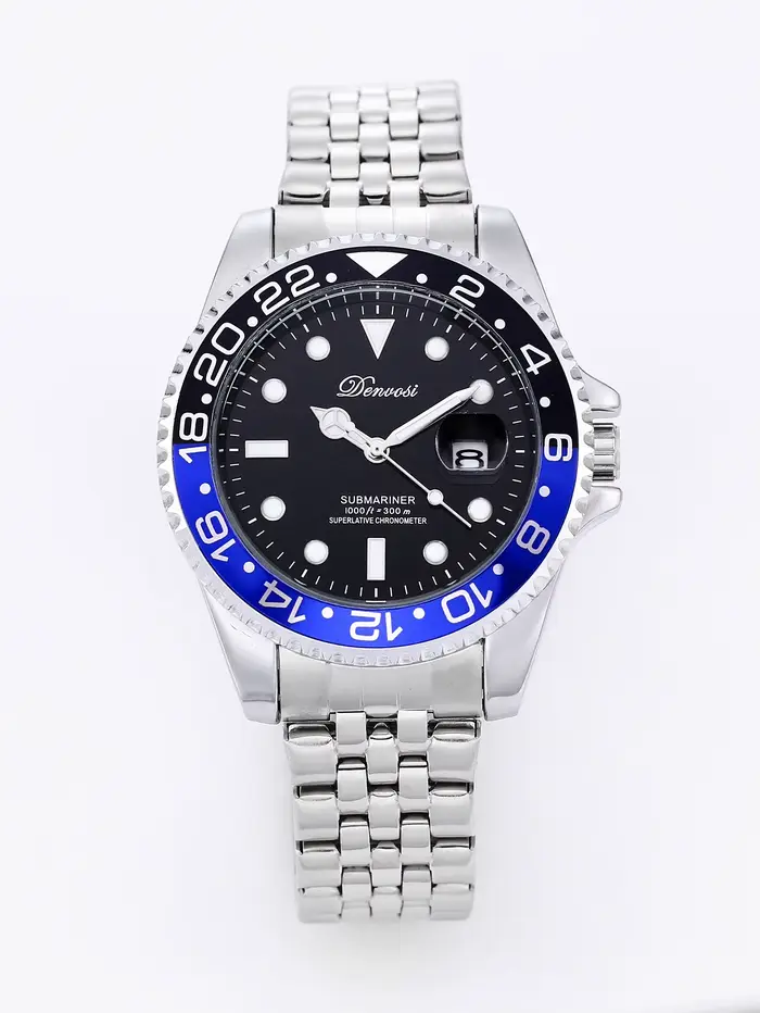 DENVOSI Montre à quartz lumineuse étanche pour hommes d'affaires de loisirs, avec un cadran rotatif 