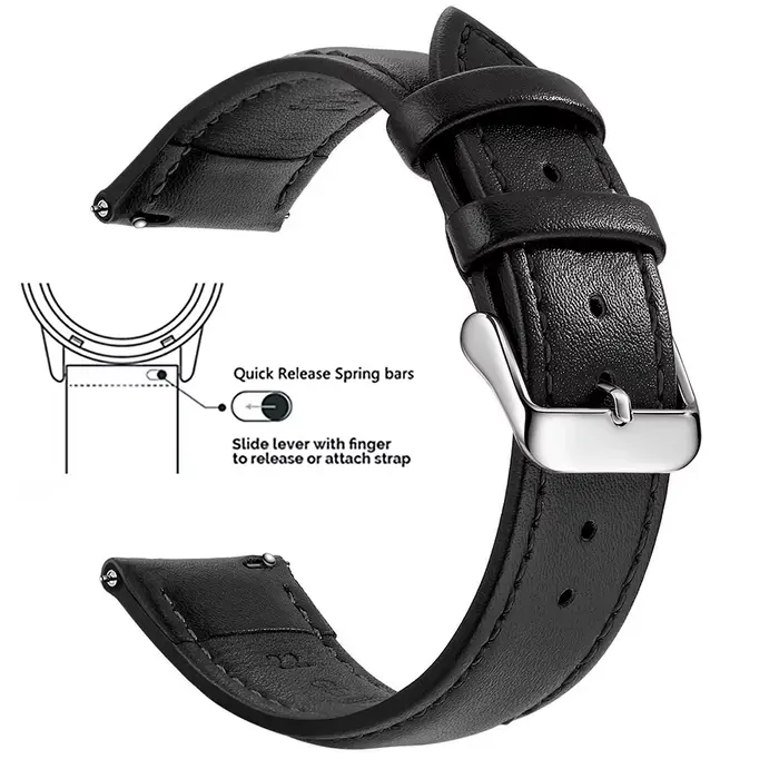 Bracelet de montre en cuir véritable de grain supérieur, bracelets de montre à dégagement rapide 18 