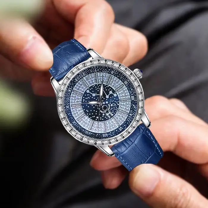 Montre à Quartz Édition Limitée en Acier Inoxydable avec Bracelet en Cuir Véritable Résistante à l'Eau Occasions Spéciales Pour Homme