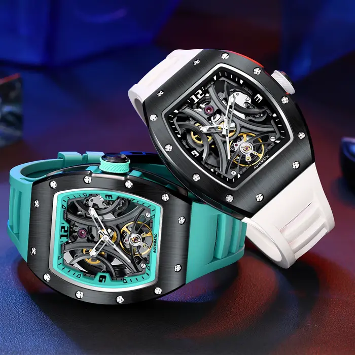 Montre automatique en Fiber de carbone pour hommes