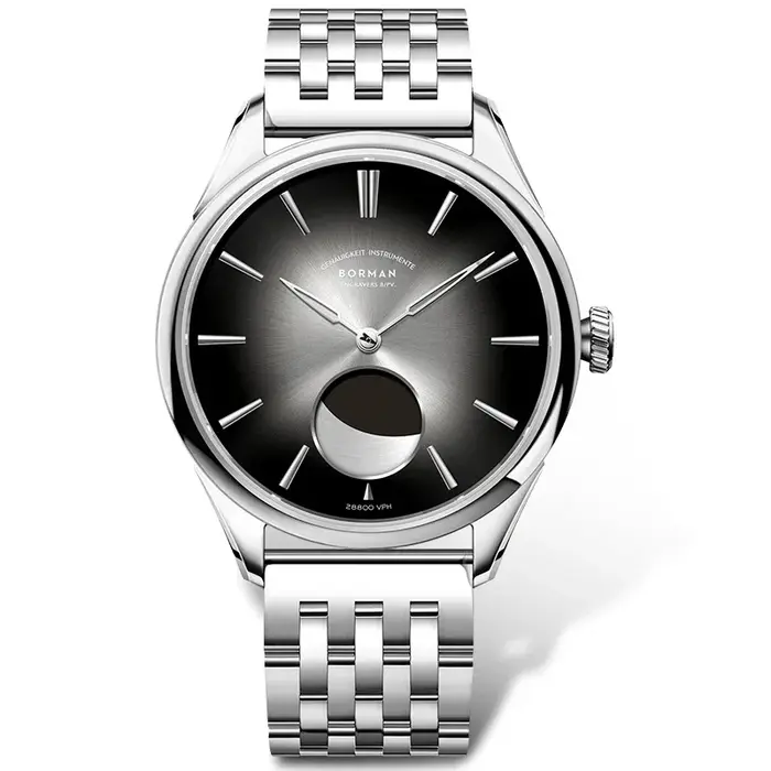 BORMAN 41.5mm 5ATM montres mécaniques étanches Phase de lune luxe concepteur hommes robe montre-bracelet automatique