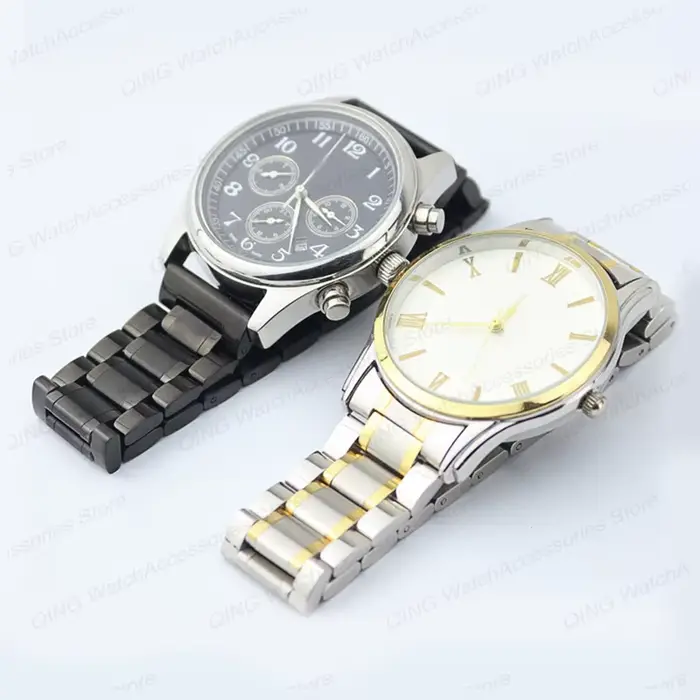 Bracelet de montre en acier inoxydable massif à extrémité plate en Arc