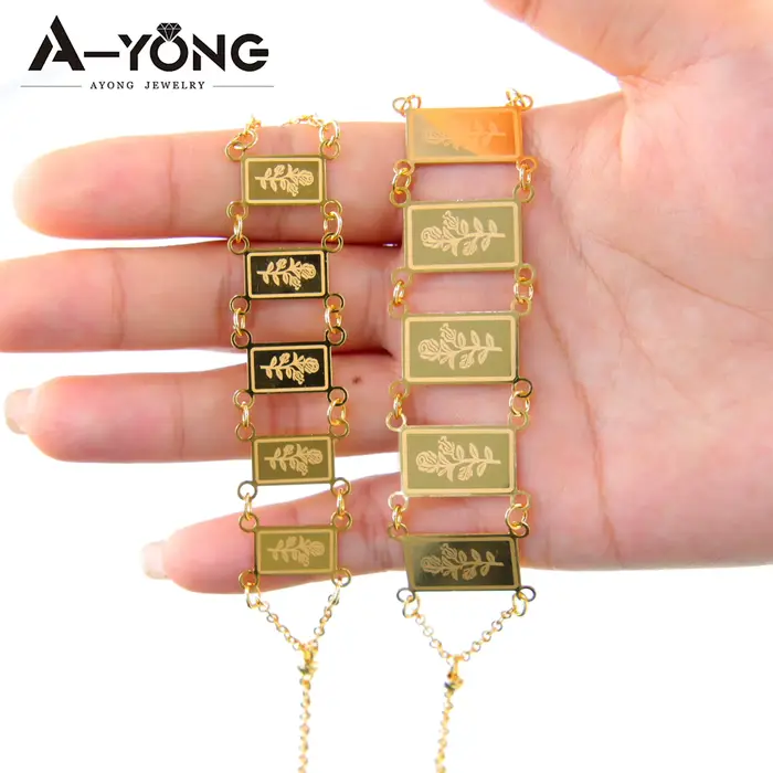 Bracelet de manchette de document en or arabe plaqué or 18 carats pour femmes islamiques