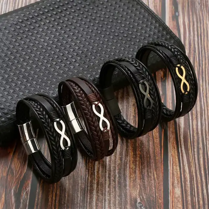Bracelet en cuir multicouche pour hommes