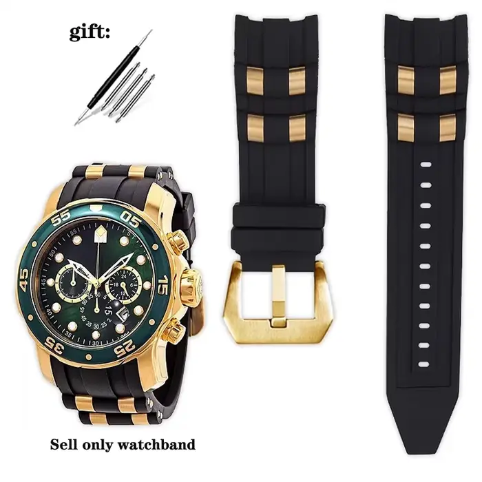 Bracelets de montre en caoutchouc compatibles avec Invicta Pro Diver particules métalliques 6983 bracelet