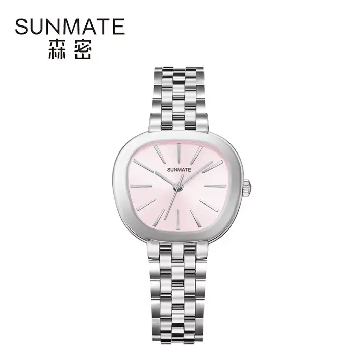 SUNMATE Montre carrée classique pour femme, avec bracelet en acier inoxydable, une montre décontract