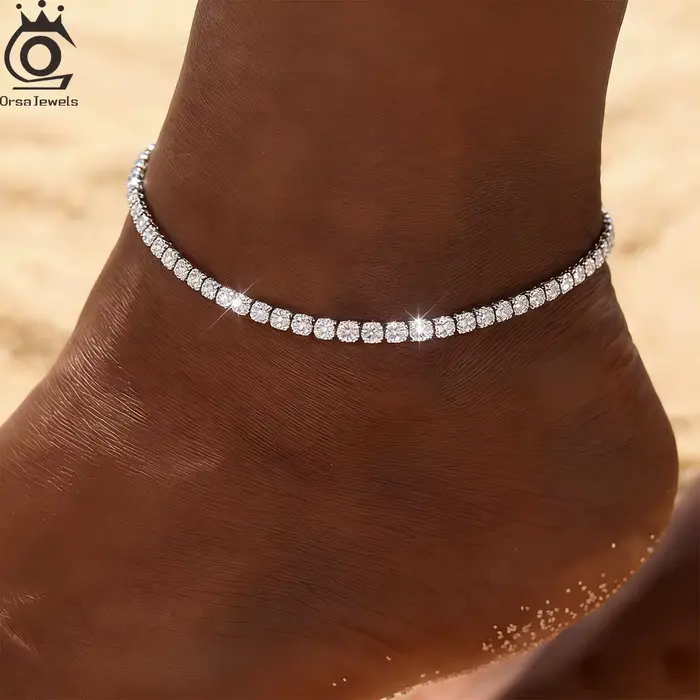 ORSA JEWELS Chaîne de cheville réglable en argent S925 de 2 mm
