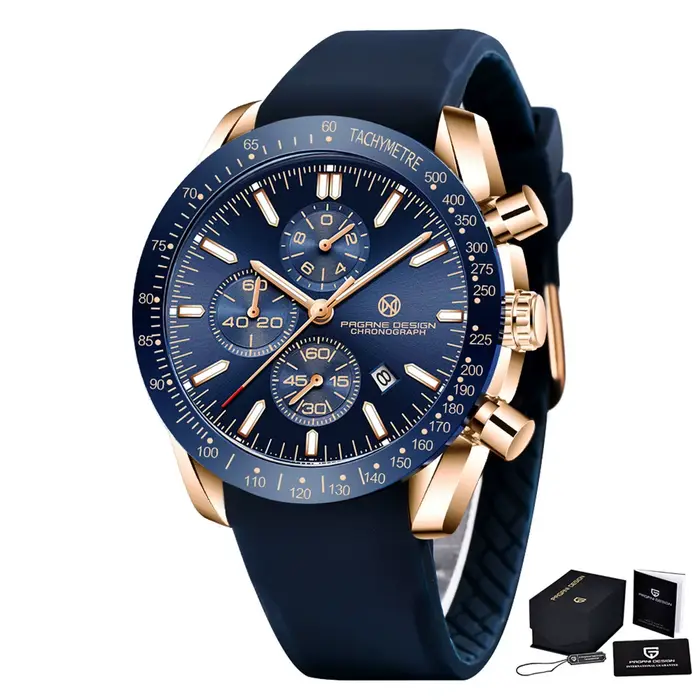 Montre décontractée Pagane Design 2026 pour homme, chronographe à quartz de luxe, saphir, acier inox