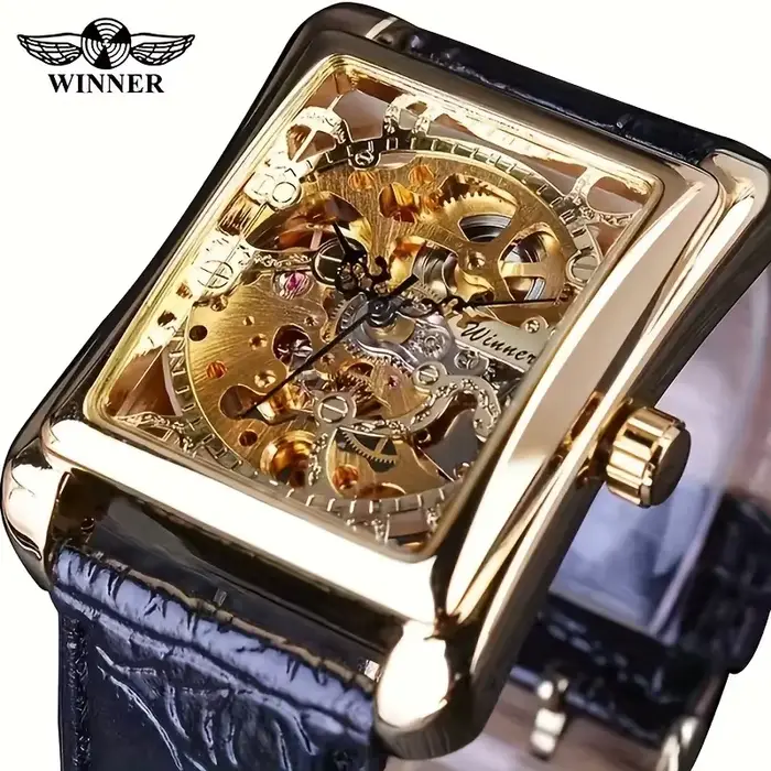 [Montre mécanique haut de gamme] Montre mécanique manuelle de luxe pour homme - Design rectangulaire