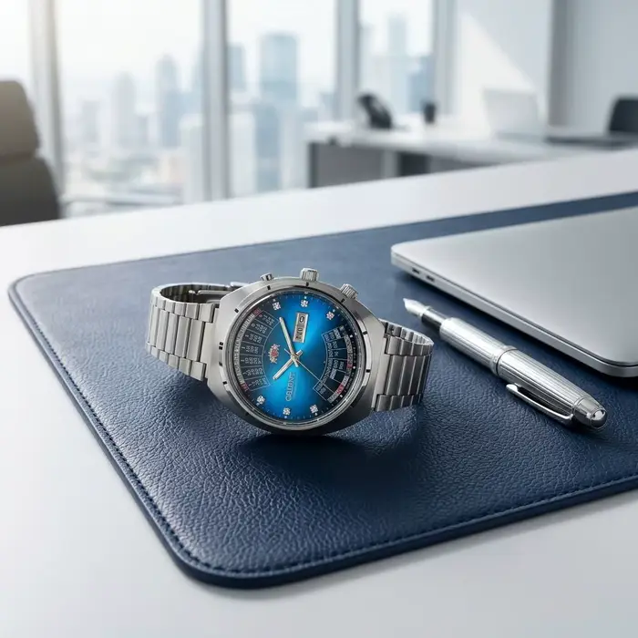Montre Orient Rétro Perpétuelle Automatique Calendrier Perpétuel Multi-Mois Jour Date pour Hommes Occasions Spéciales