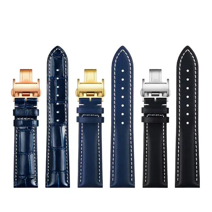 Bracelet de Montre en Cuir group Bleu