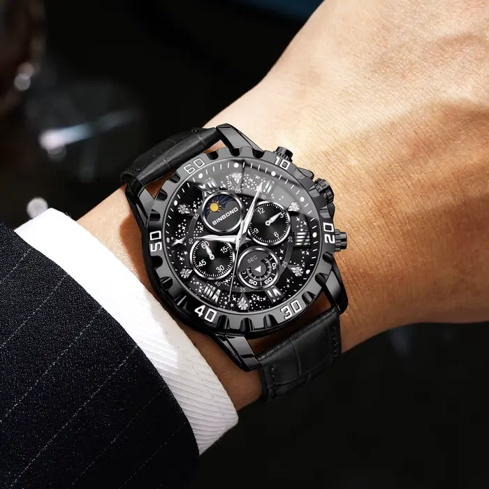 Montres en quartz authentiques BINBOND pour hommes