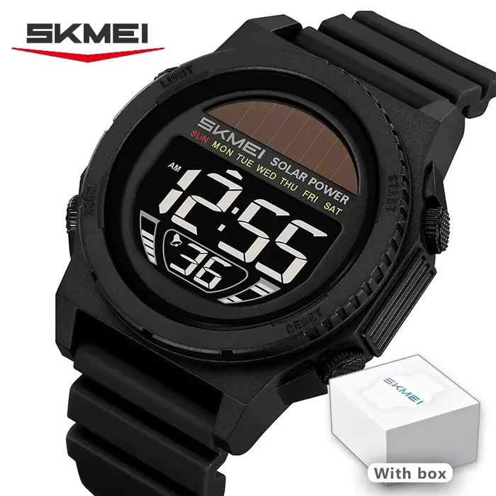 Montre-bracelet de sport numérique à énergie solaire pour homme
