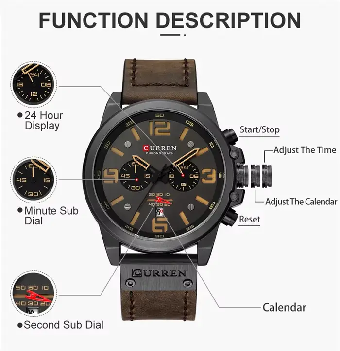 Istro REN-Montre d'affaires chronographe à quartz pour homme