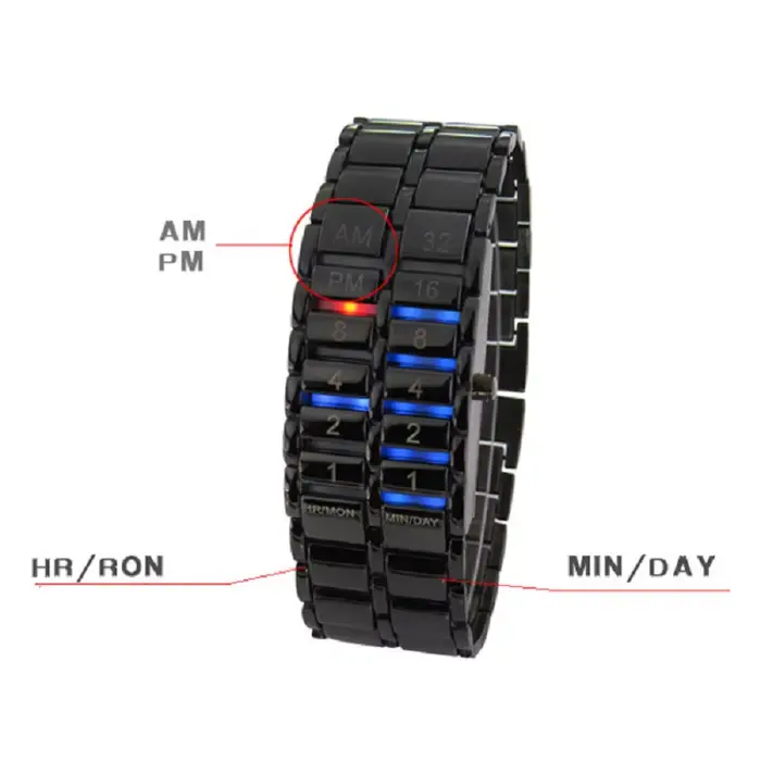 Montres de couple, montre-bracelet numérique à LED binaire