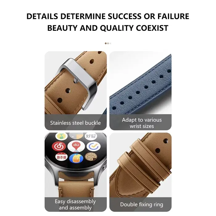 Bracelet en cuir d'origine pour Xiaomi Watch S3 S1 Pro/S1 & MI Color 2/S1