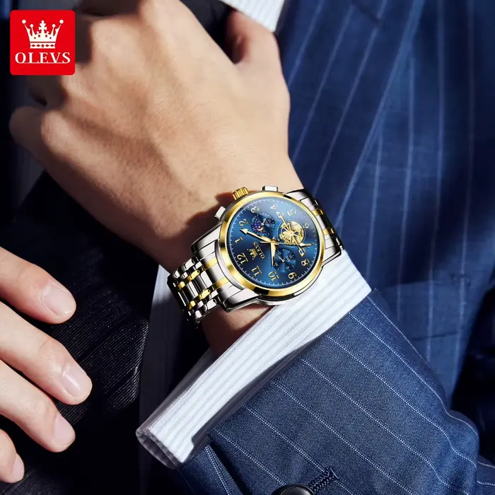 Montre Homme OLEVS 2900 Squelette à Volant Lumineux
