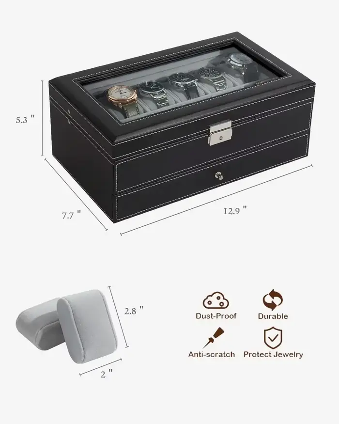 Boîte de montre en cuir PU pour hommes et femmes