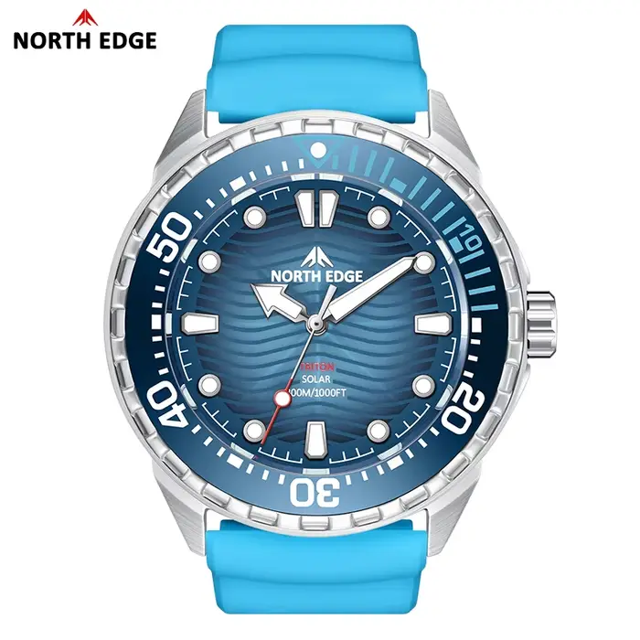 NORTH EDGE 2026 Nouvelle montre de plongée solaire TRITON pour hommes, montres à quartz de luxe pour