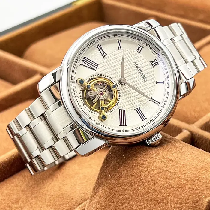 AOKULASIC Montre mécanique de luxe pour homme étanche automatique décontractée sport business tourbillon