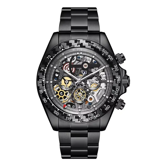 HANBORO – montre-bracelet mécanique de luxe pour hommes, chronographe, automatique, étanche, lumineu