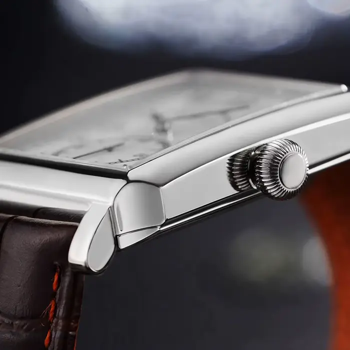 Montre rétro FARASUTE en acier inoxydable avec mouvement mécanique personnalisé, bracelet en cuir, résistante à l'eau pour homme, occasions spéciales et décontractée