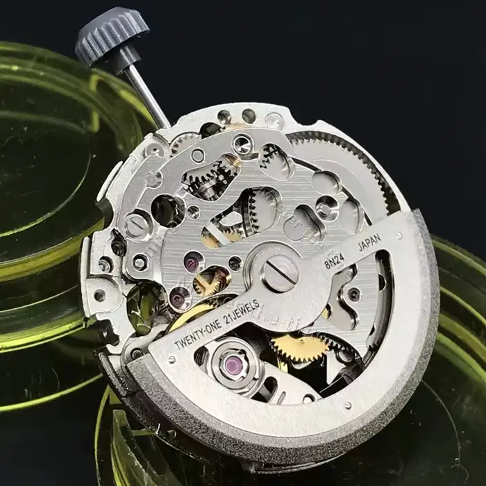 Miyota 8N24 mouvement mécanique automatique argent classique squelette mécanisme