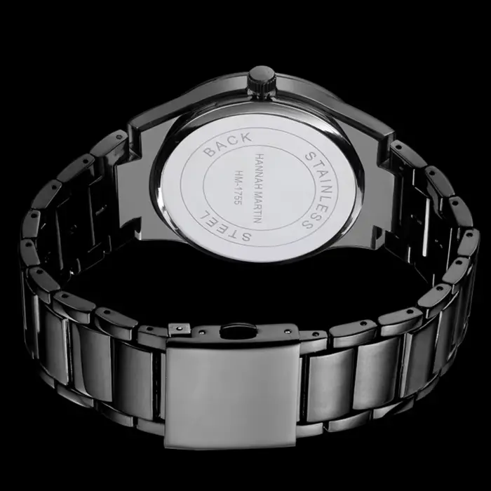 Hannah Martin montre en acier inoxydable pour hommes mode affaires Style noir