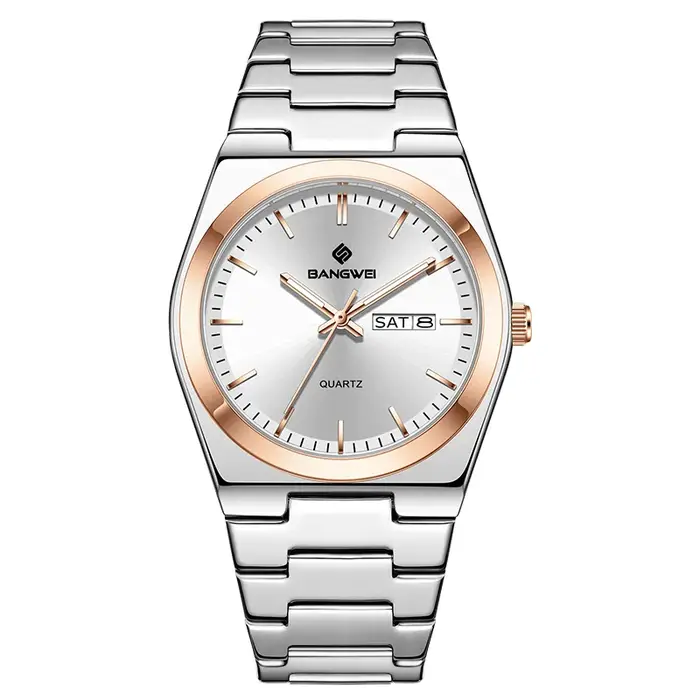 Montre d'affaires élégante pour femme avec mouvement à quartz, résistante à l'eau, calendrier complet et design moderne