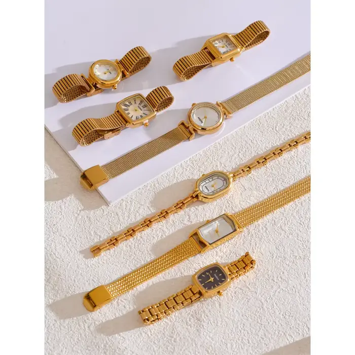 Montre Yhpup en acier inoxydable plaquée or 18 carats pour femmes style mode et casual occasions spéciales et quotidiennes