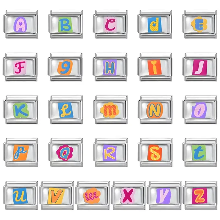 Bracelet italien coloré 26 lettres anglaises