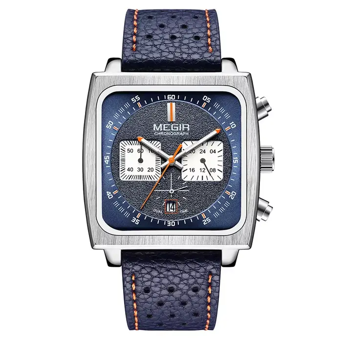 Montre à quartz carrée série chronographe avec calendrier 43