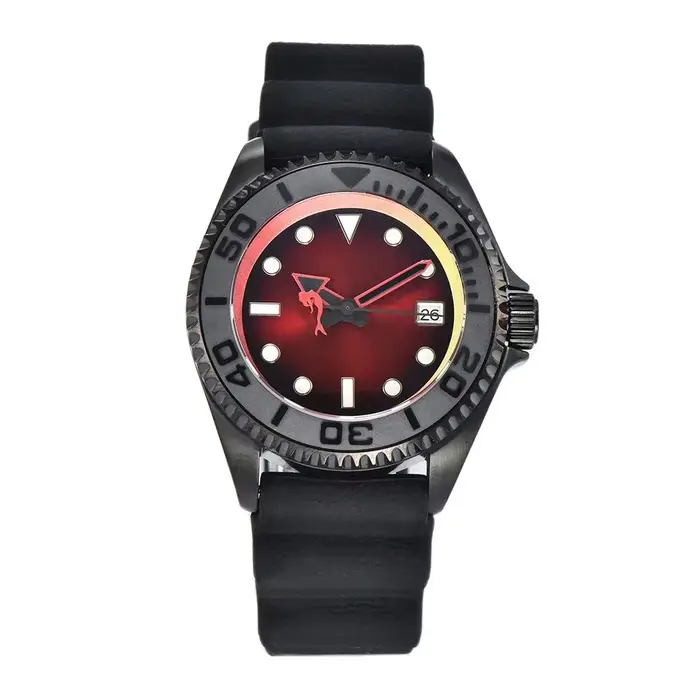 Montre de plongée noire PARNSRPE automatique avec calendrier complet et résistance à l'eau 20 bars pour homme aventuriers et amoureux de l'élégance